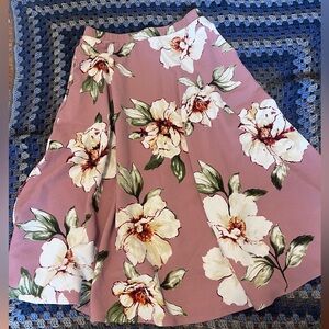 Floral A-Line Skirt - Pink and White